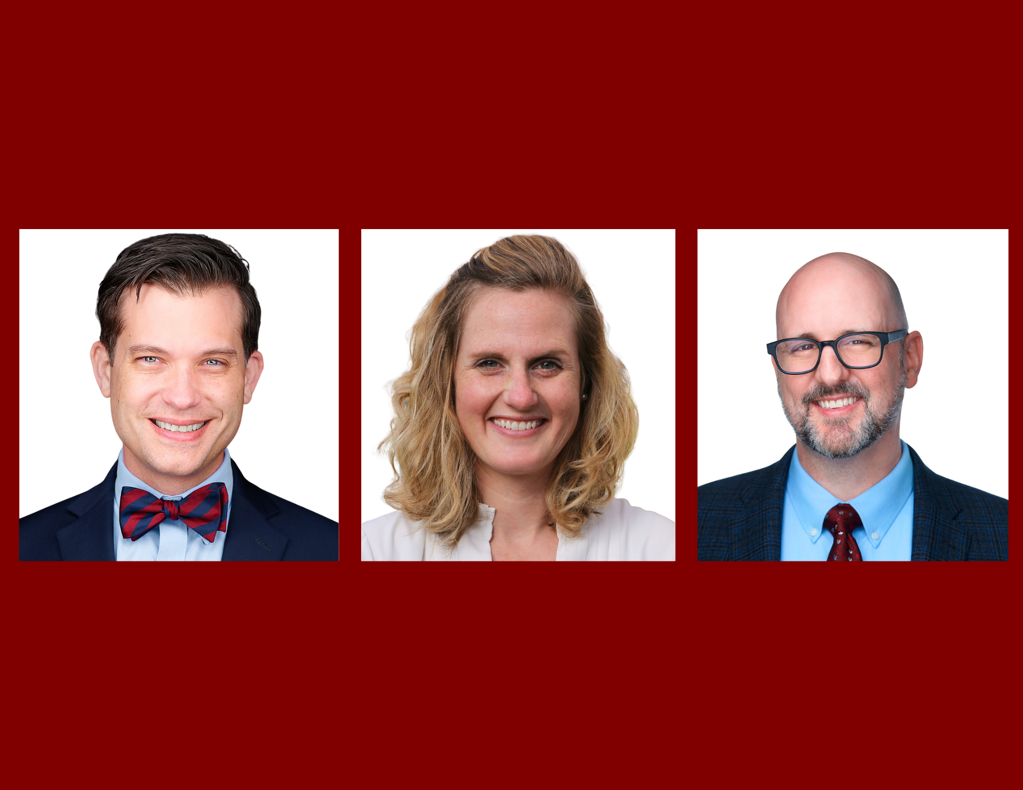 left to right, profile photos of John, Mara, and Todd